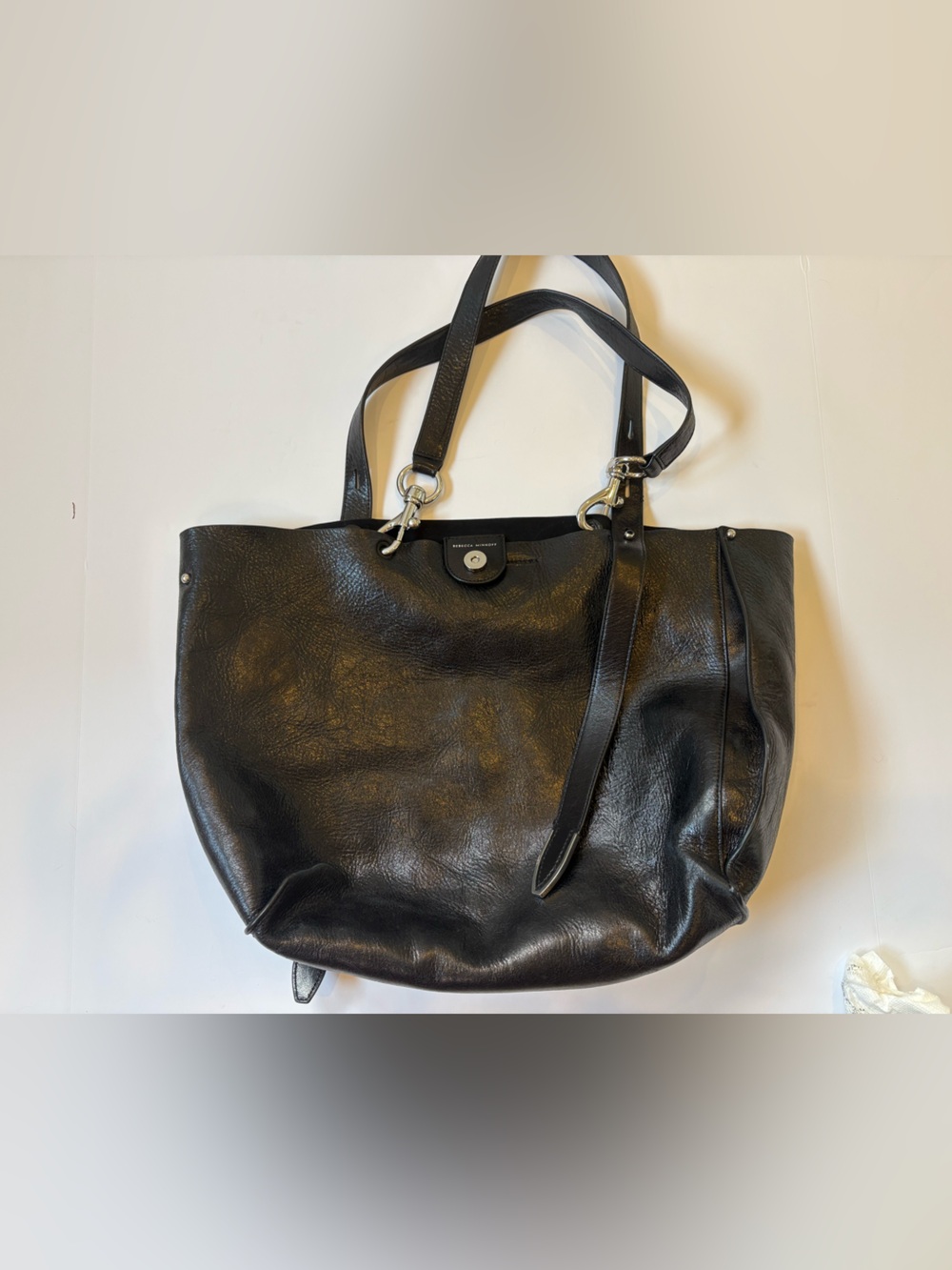 Rebecca Minkoff Black Leather Tote Bag - Picture 1 of 15